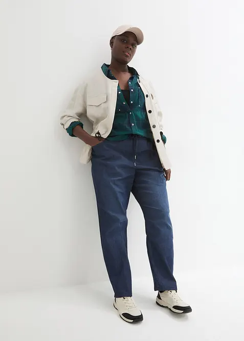 Dra p&aring;-jeans med raka ben, bonprix