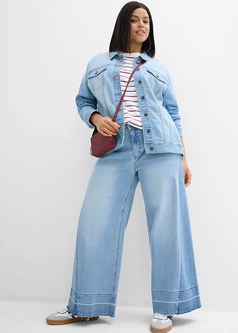 Stretchig jeansjacka i basmodell, bonprix