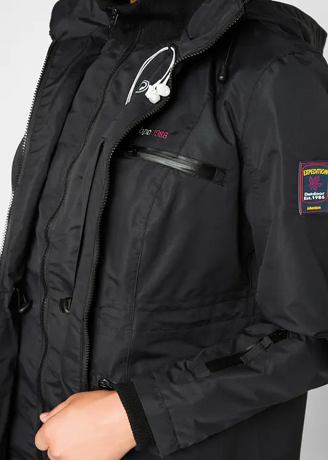 L&aring;ng vattent&auml;t funktionsjacka med huva och 2-i-1-look, bonprix