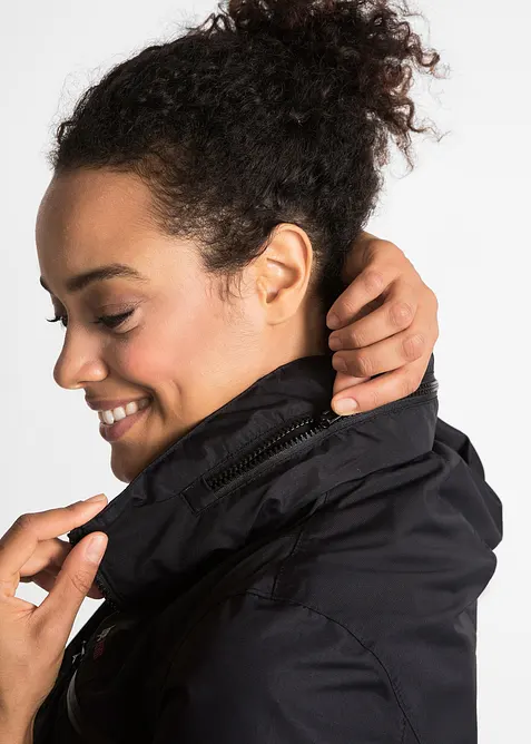 L&aring;ng vattent&auml;t funktionsjacka med huva och 2-i-1-look, bonprix