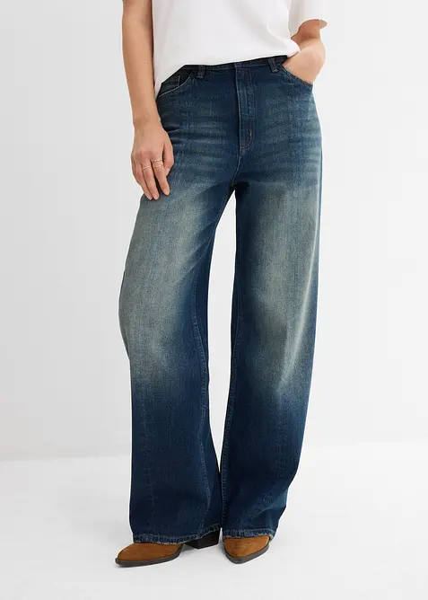 Bekv&auml;ma, raka jeans med High Waist, Low Stretch, bonprix