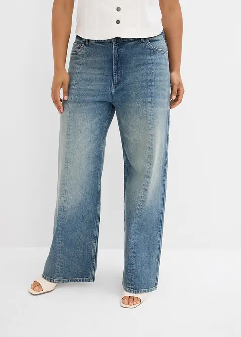 Bekv&auml;ma, raka jeans med High Waist, Low Stretch, bonprix