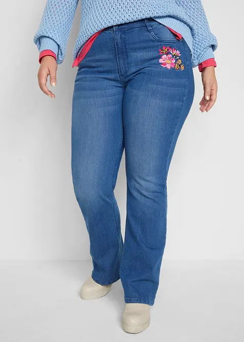 Bootcutjeans med bekv&auml;m h&ouml;g midja, bonprix