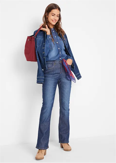 Fodrade jeans med Bootcut och High Waist, bonprix