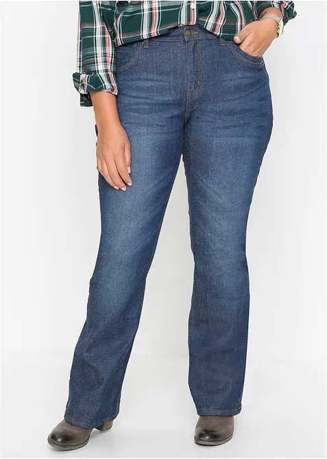Fodrade jeans med Bootcut och High Waist, bonprix