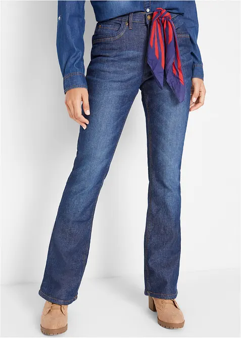 Fodrade jeans med Bootcut och High Waist, bonprix