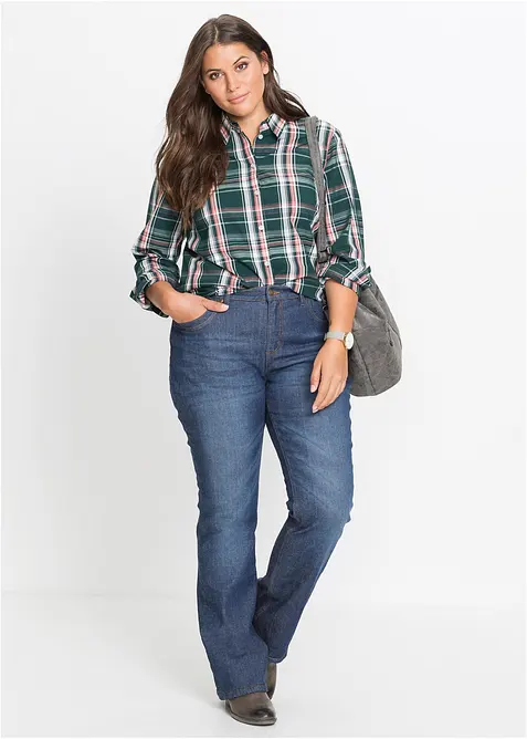 Fodrade jeans med Bootcut och High Waist, bonprix