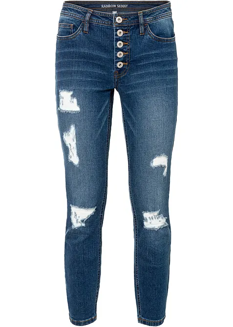 Korta stupr&ouml;rsjeans med destroyed-look, bonprix