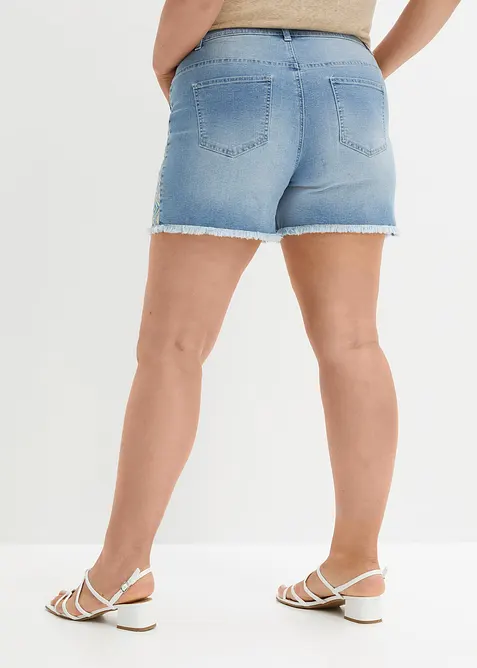 Jeansshorts med medelh&ouml;g midja, bonprix
