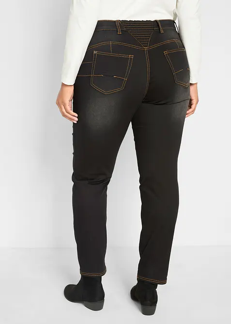 Fodrade jeans, Mid Waist, res&aring;rlinning Straight, bonprix