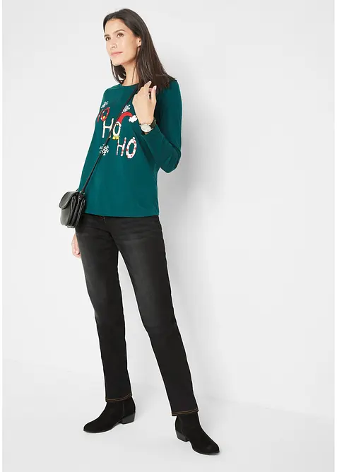 Fodrade jeans, Mid Waist, res&aring;rlinning Straight, bonprix