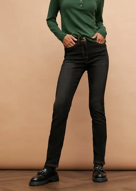 Fodrade jeans, Mid Waist, res&aring;rlinning Straight, bonprix