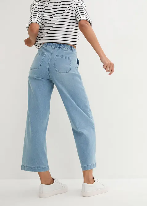 Wide Leg Jeans High Waist, med bekv&auml;m midja, bonprix