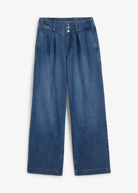 Wide Leg Jeans High Waist, med bekv&auml;m midja, bonprix