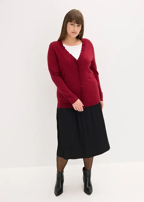 Finstickad cardigan av viskosmix med mjukt fall, bonprix