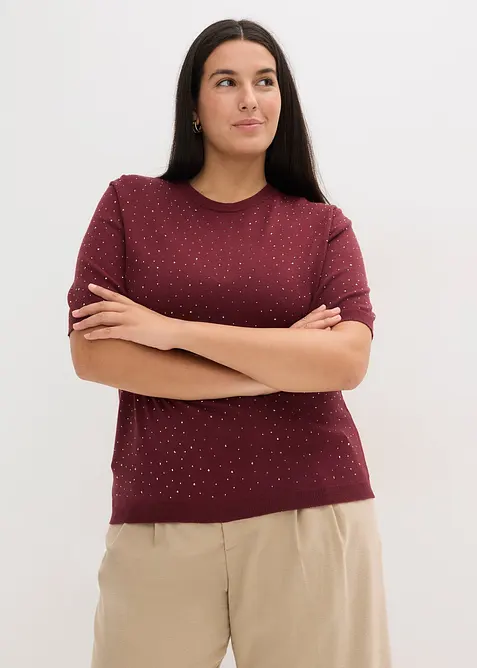 Tr&ouml;ja med glitterstenar och korta &auml;rmar, bonprix