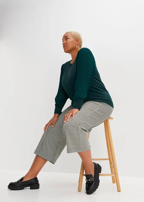 Finstickad tr&ouml;ja av viskosmix med mjukt fall, bonprix