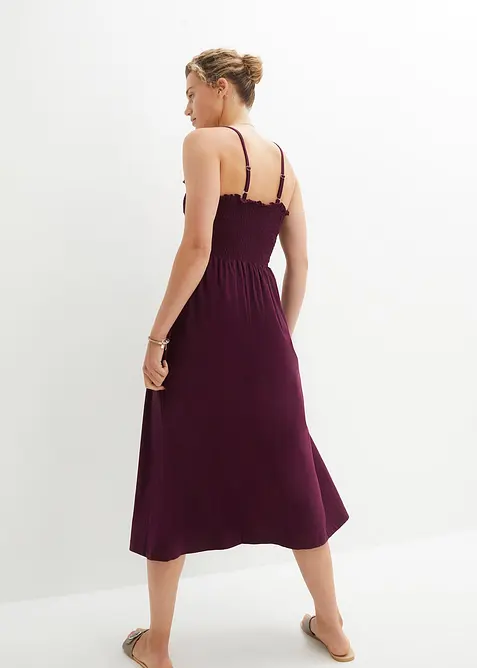 Vadl&aring;ng smockad jerseykl&auml;nning, bonprix