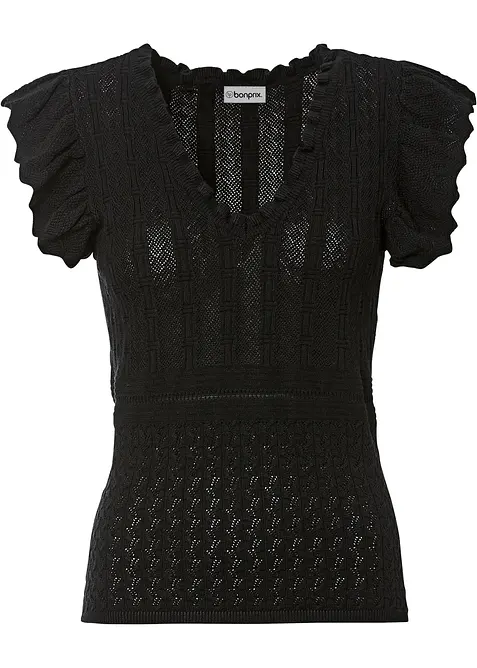 Stickad topp av viskos med mjukt fall, bonprix