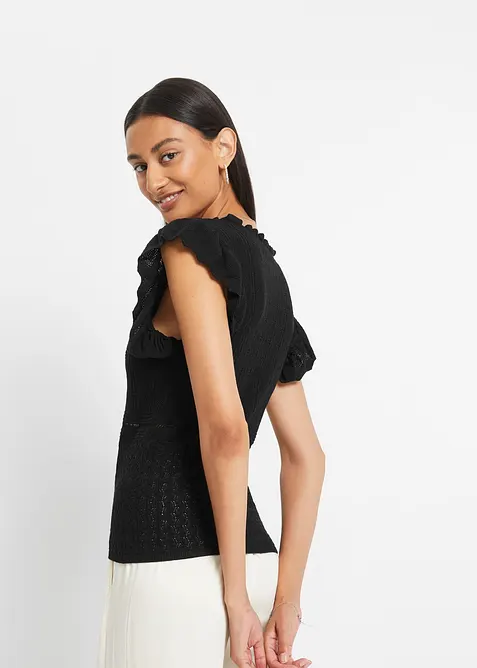 Stickad topp av viskos med mjukt fall, bonprix