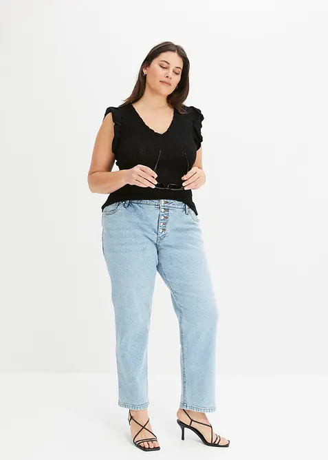 Stickad topp av mjuk viskosmix, bonprix