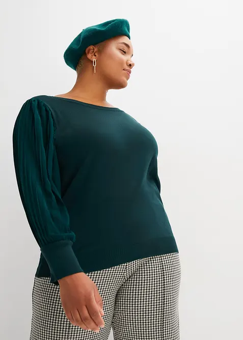 Finstickad tr&ouml;ja av viskosmix med mjukt fall, bonprix