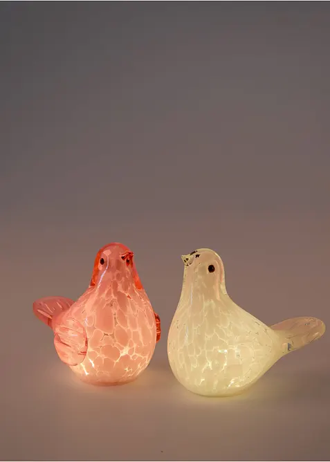 Prydnadsfigur, f&aring;glar, med LED-belysning (2-pack), bonprix