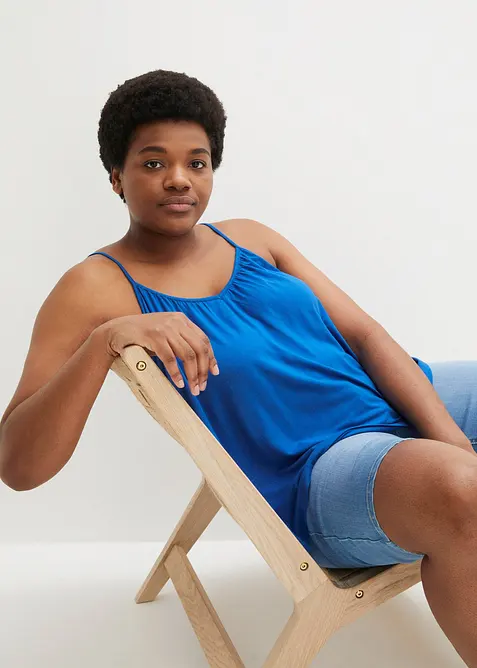 F&ouml;ljsamt viskoslinne med smala axelband, bonprix