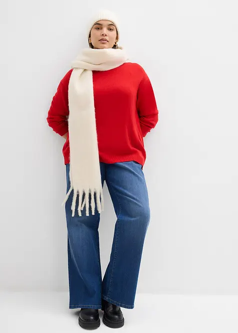 Stickad tr&ouml;ja med rund halsringning, bonprix