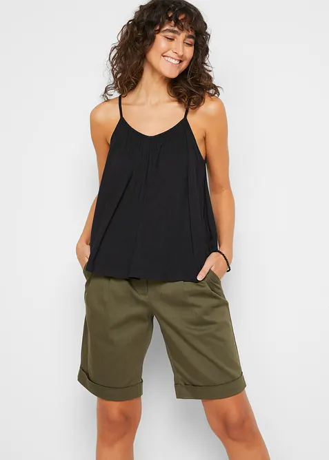 F&ouml;ljsamt viskoslinne med smala axelband, bonprix