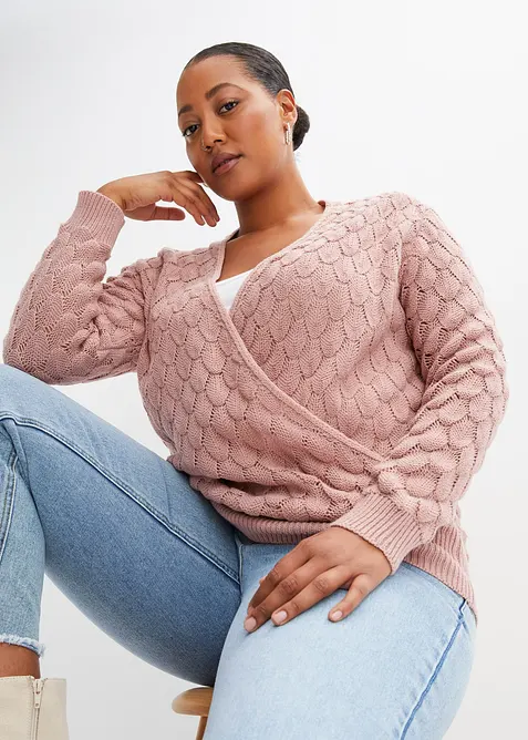 H&aring;lm&ouml;nstrad tr&ouml;ja med omlottlook, bonprix