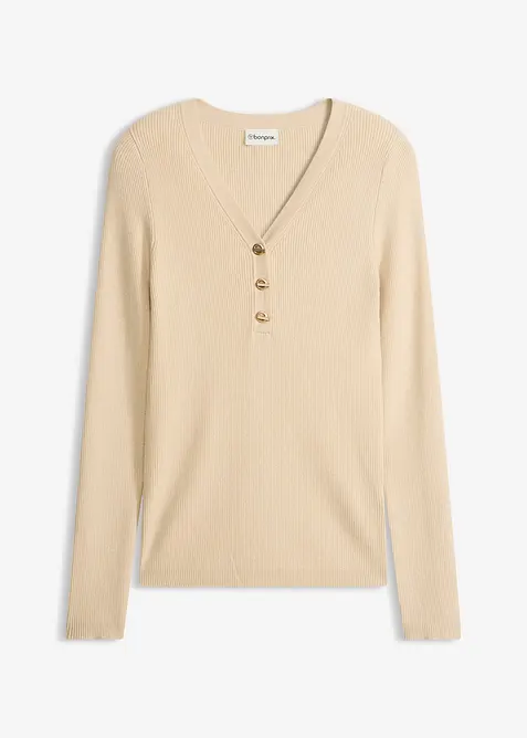 Ribbstickad tr&ouml;ja med viskos, bonprix