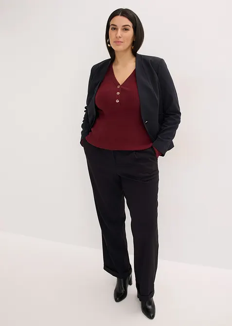 Ribbstickad tr&ouml;ja med viskos, bonprix