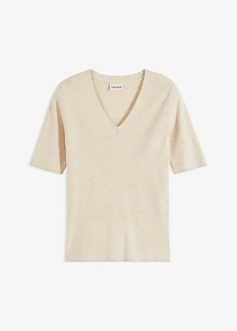 Ribbstickad tr&ouml;ja med viskos, bonprix