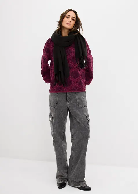 Stickad tr&ouml;ja i fyrkantig modell, bonprix