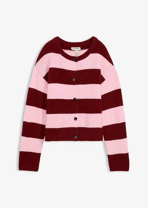 Finstickad cardigan med r&auml;nder, bonprix