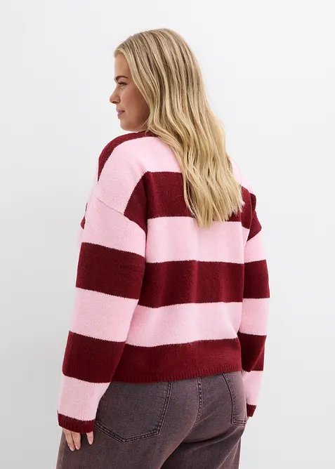 Finstickad cardigan med r&auml;nder, bonprix