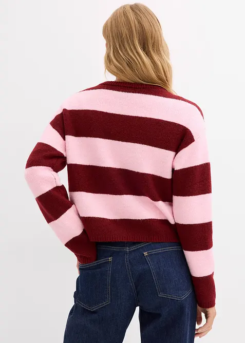 Finstickad cardigan med r&auml;nder, bonprix