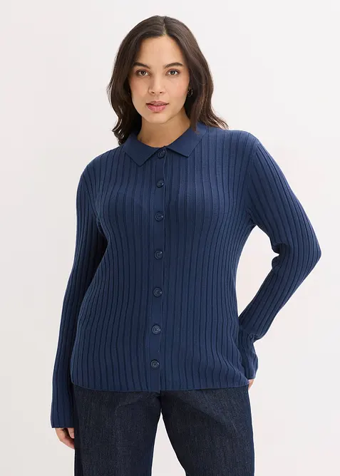 Ribbstickad topp av mjuk viskosmix, bonprix