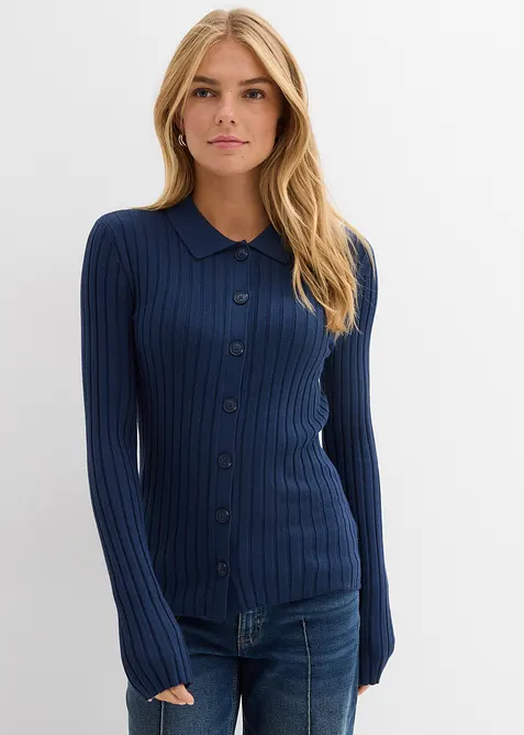 Ribbstickad cardigan, bonprix