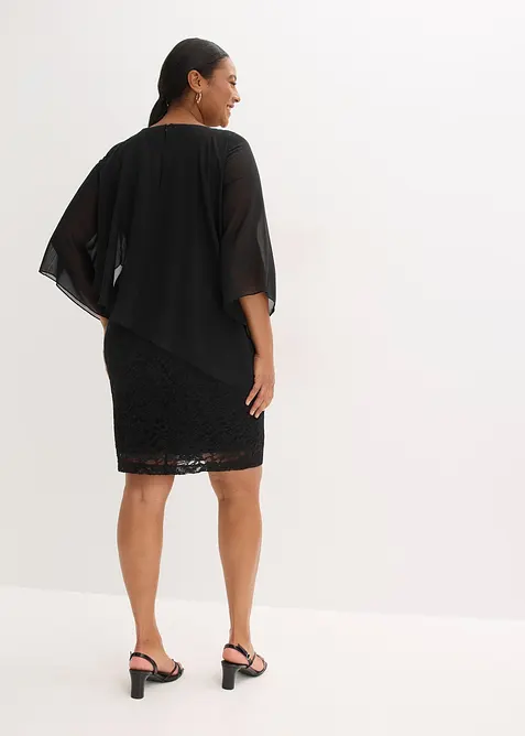 Minikl&auml;nning av spets med chiffongcape, bonprix