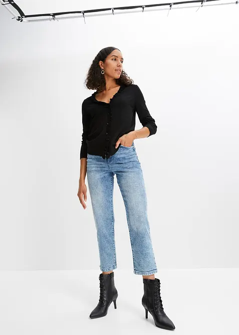 Finstickad cardigan av viskosmix med mjukt fall, bonprix