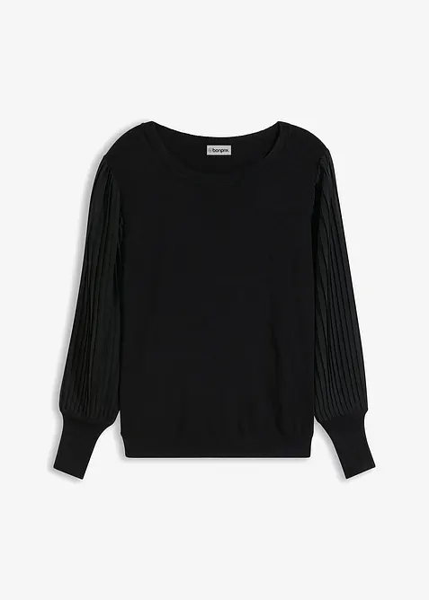 Finstickad tr&ouml;ja av viskosmix med mjukt fall, bonprix