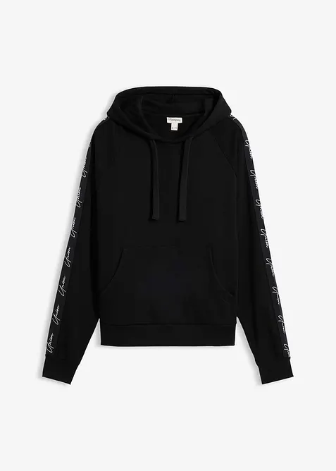 Sweatshirt med huva i ekologisk bomull, avslappnad passform, bonprix