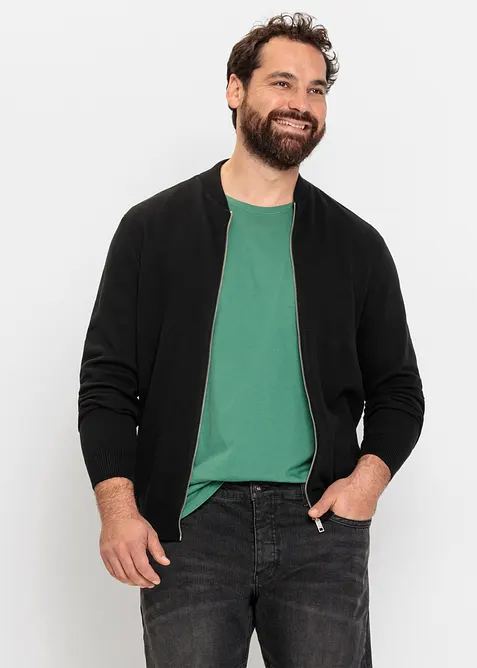 Cardigan med &aring;tervunnen bomull, bonprix