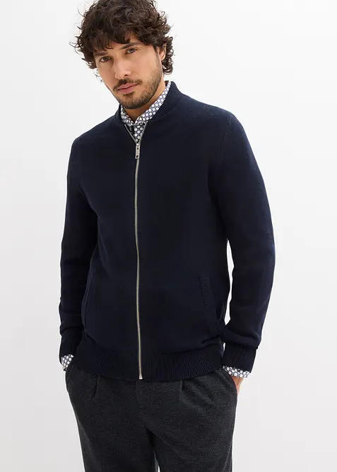 Cardigan med &aring;tervunnen bomull, bonprix