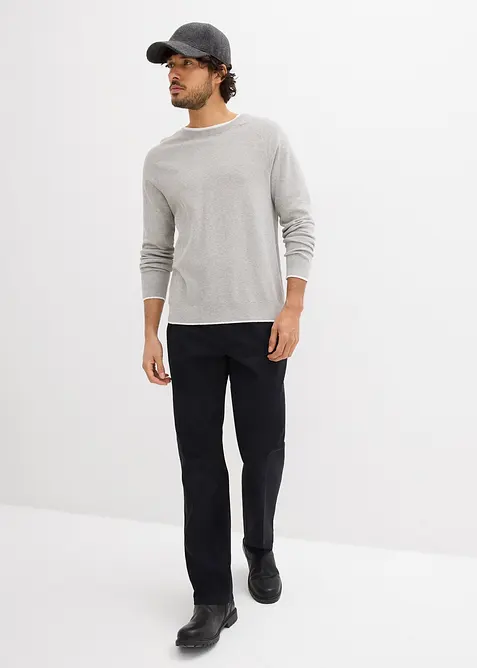 Finstickad tr&ouml;ja med 2-i-1-look, bonprix