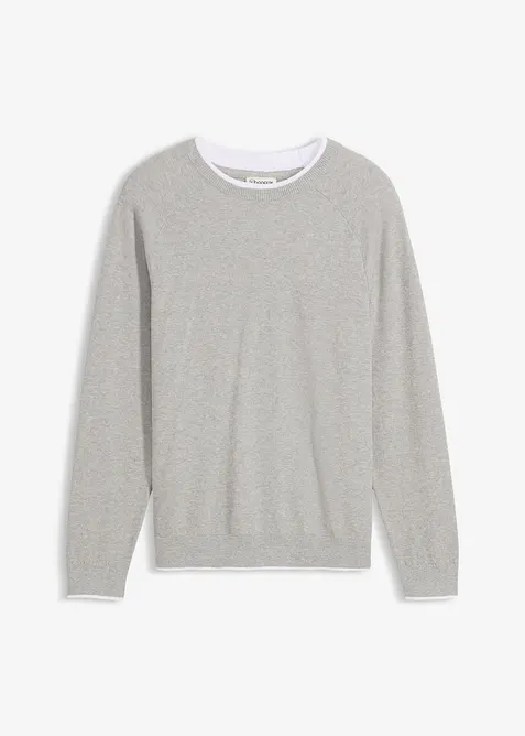 Finstickad tr&ouml;ja med 2-i-1-look, bonprix