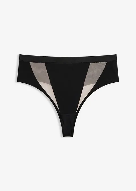 Midjestringtrosa med transparenta inf&auml;llningar, bonprix