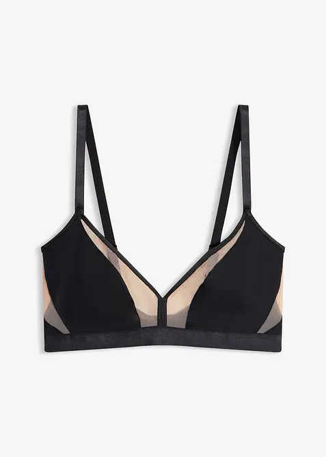 Bralette utan bygel med transparenta inf&auml;llningar, bonprix